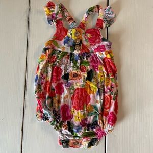 Posh Peanut PETRA cap sleeve henley bubble romper 12-18 months